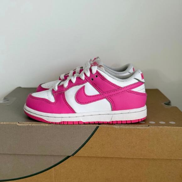 Nike Dunk Low Pink/White Toddler Sneakers - SZ 11 C - Picture 4 of 11